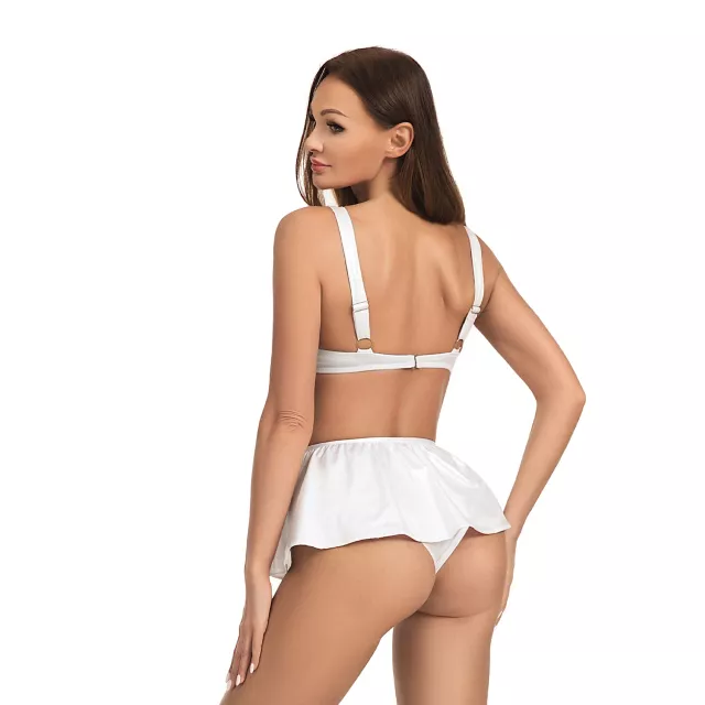 3 Piece White Sequin Lingerie Set at Spencer's
