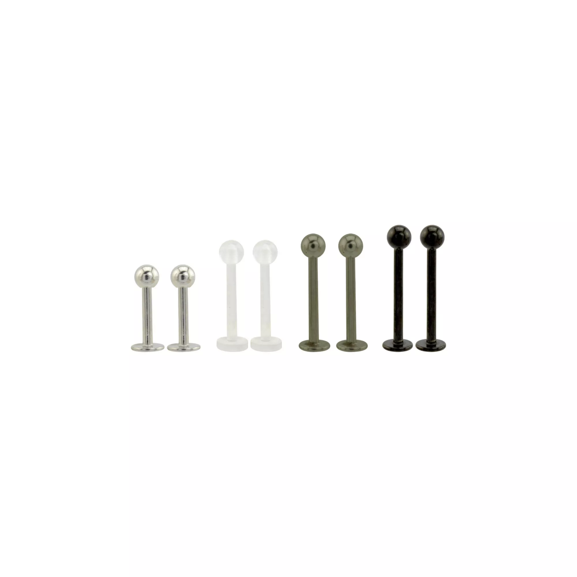 Multi-Pack G23 Titanium Silvertone and Black Labrets 8 Pack - 16 Gauge at Spencer's