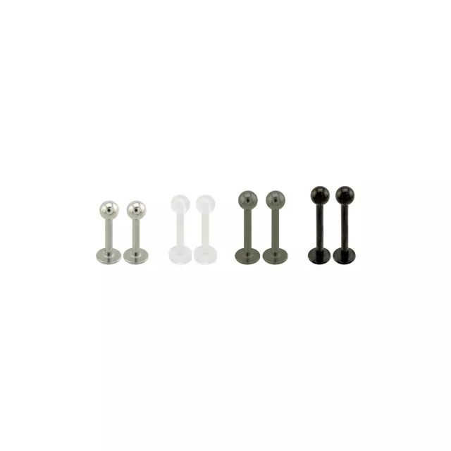 Multi-Pack G23 Titanium Silvertone and Black Labrets 8 Pack - 16 Gauge at Spencer's