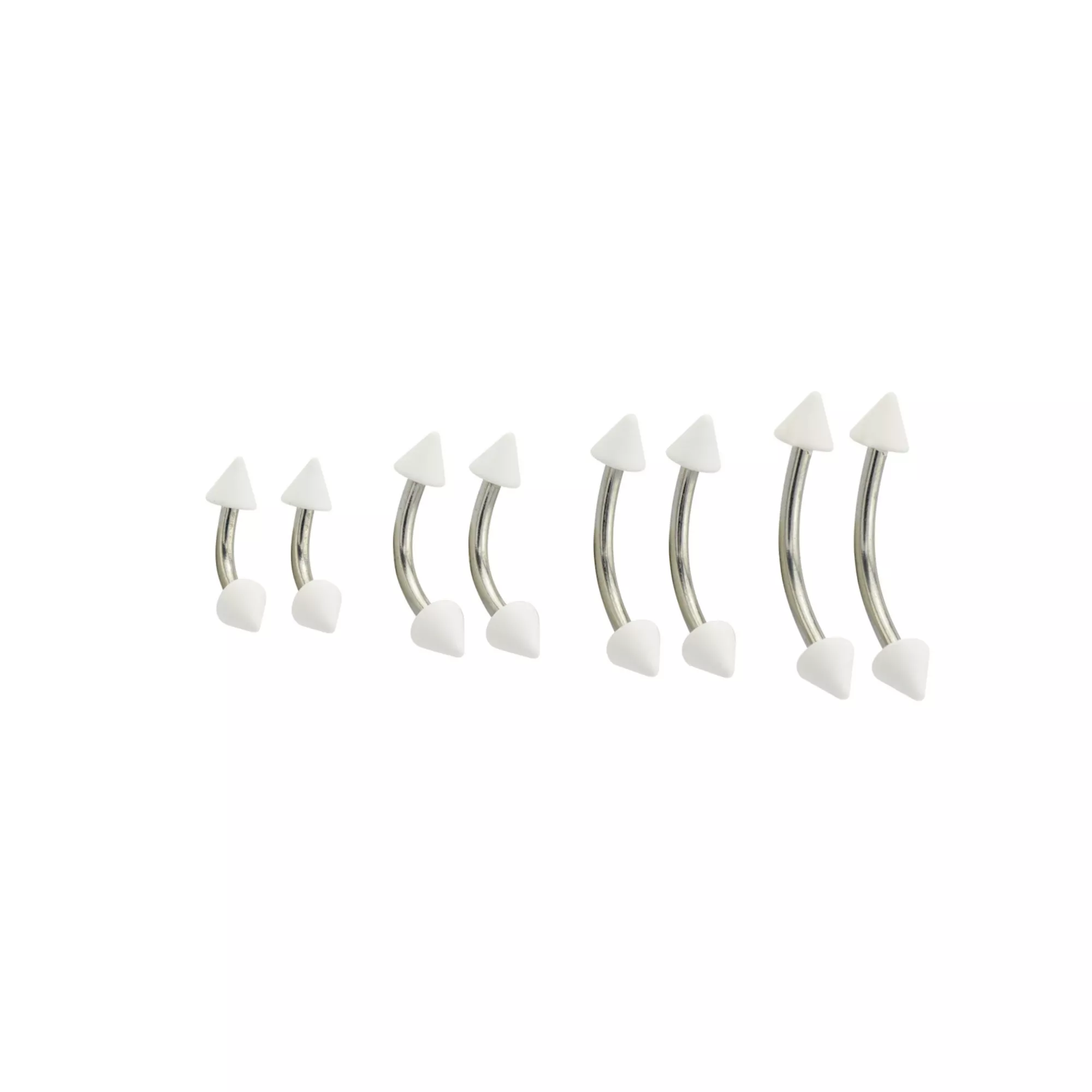 Multi-Pack Acrylic White and Silver Curved Barbells 8 Pack - 16 Gauge at Spencer's
