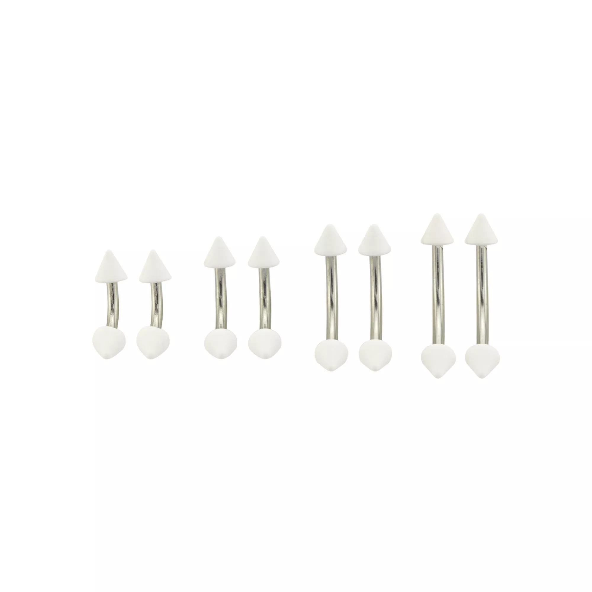 Multi-Pack Acrylic White and Silver Curved Barbells 8 Pack - 16 Gauge at Spencer's