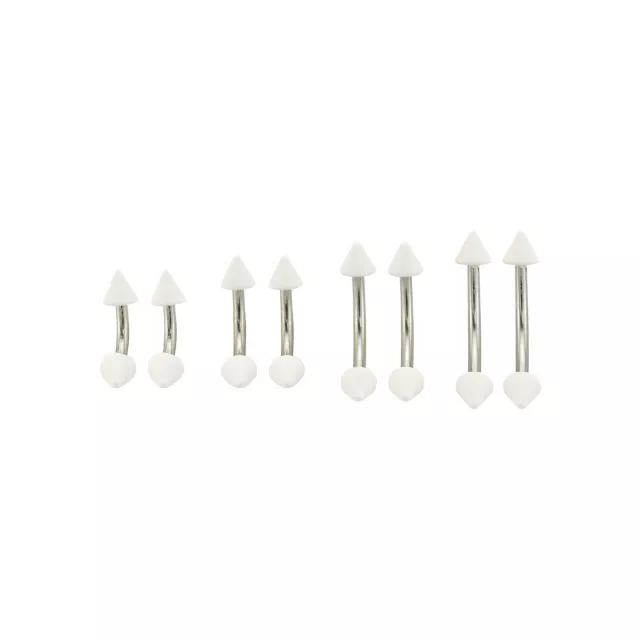 Multi-Pack Acrylic White and Silver Curved Barbells 8 Pack - 16 Gauge at Spencer's