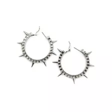 Silvertone Multiple Spike Hoop Earrings at Spencer's