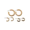 Goldtone Textured Half Hoop Earrings - 3 Pair at Spencer's