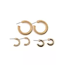 Goldtone Textured Half Hoop Earrings - 3 Pair at Spencer's