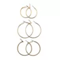 Goldtone Large Textured and Thin Hoop Earrings - 3 Pair at Spencer's
