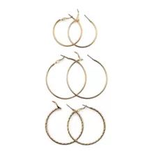 Goldtone Large Textured and Thin Hoop Earrings - 3 Pair at Spencer's