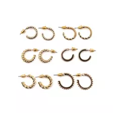 Goldtone Textured Hoop Earrings - 6 Pair at Spencer's