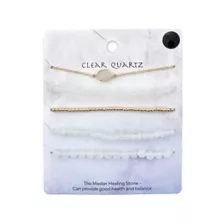 Multi-Pack Clear Quartz Beaded Bracelets - 5 Pack at Spencer's
