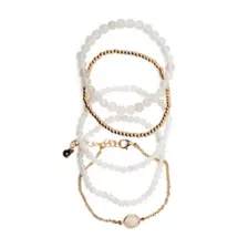 Multi-Pack Clear Quartz Beaded Bracelets - 5 Pack at Spencer's