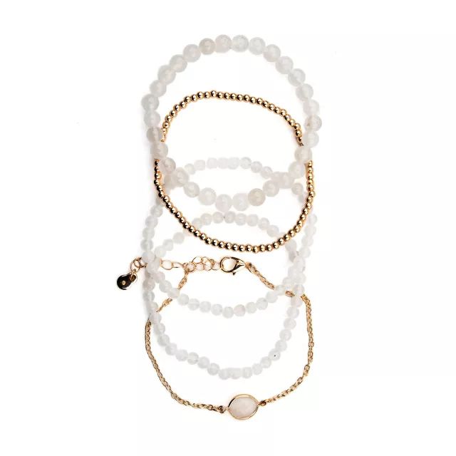 Multi-Pack Clear Quartz Beaded Bracelets - 5 Pack at Spencer's