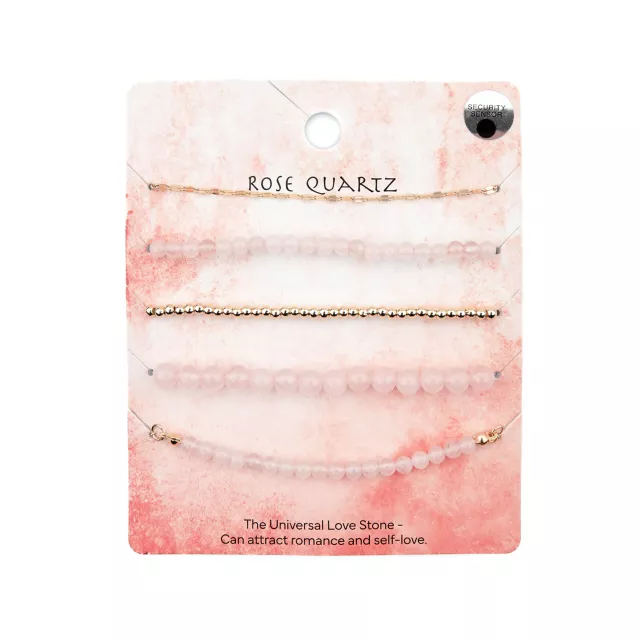 Multi-Pack Rose Quartz Beaded Bracelets - 5 Pack at Spencer's