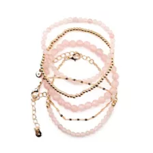 Multi-Pack Rose Quartz Beaded Bracelets - 5 Pack at Spencer's