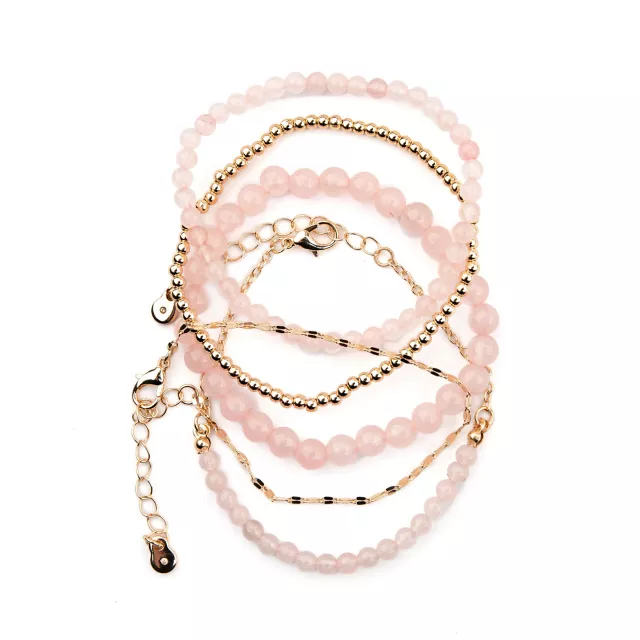 Multi-Pack Rose Quartz Beaded Bracelets - 5 Pack at Spencer's