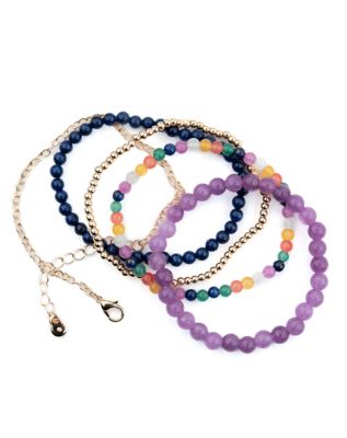 Multi-Pack Multicolor Beaded Bracelets - 5 Pack - Spencer's