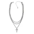 Silvertone 3 Row Chain Cross Necklace at Spencer's