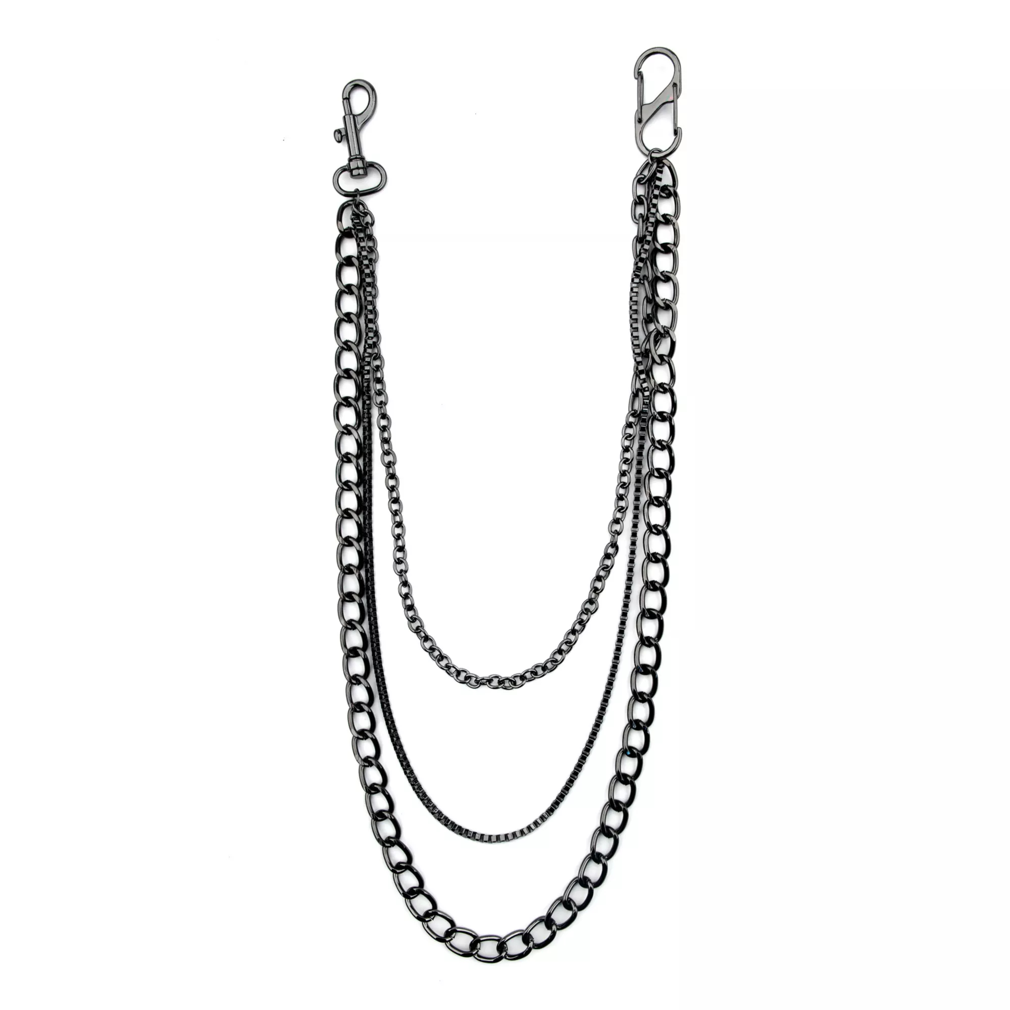 Black 3 Chain Layered Wallet Chain at Spencer's