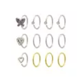 Multi-Pack CZ Silvertone and Goldtone Hoop Nose Ring 12 Pack - 20 Gauge at Spencer's