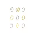 Multi-Pack CZ Goldtone and Silvertone Heart and Flower Hoop and Half Hoop Nose Rings 9 Pack - 20 Gauge at Spencer's