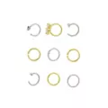 Multi-Pack CZ Goldtone and Silvertone Heart and Flower Hoop and Half Hoop Nose Rings 9 Pack - 20 Gauge at Spencer's