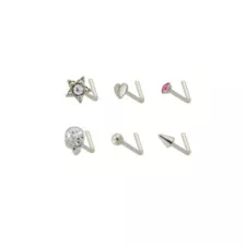 Multi-Pack G23 Titanium Star Skull L-Bend Nose Pins 6 Pack - 20 Gauge at Spencer's