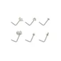 Multi-Pack G23 Titanium Star Skull L-Bend Nose Pins 6 Pack - 20 Gauge at Spencer's