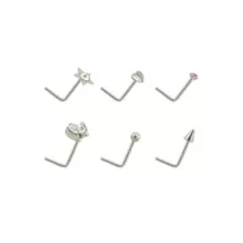 Multi-Pack G23 Titanium Star Skull L-Bend Nose Pins 6 Pack - 20 Gauge at Spencer's