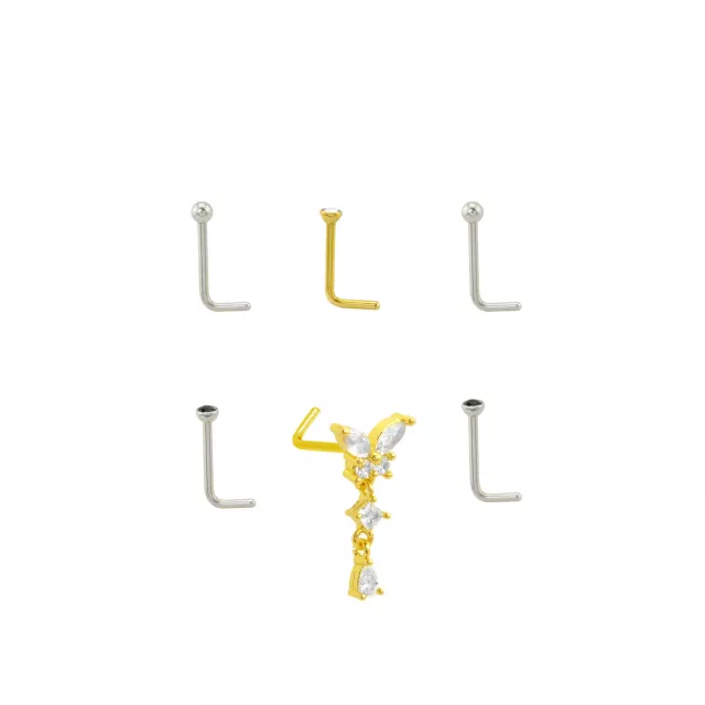 Multi-Pack Silvertone and Goldtone Butterfly Dangle L-Bend Pins 6 Pack - 20 Gauge at Spencer's