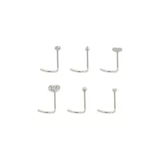 Multi-Pack Goldtone and Black Heart L-Bend Nose Rings 6 Pack - 20 Gauge at Spencer's