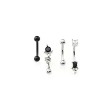Multi-Pack CZ Black and Silvertone Curved Barbells 4 Pack - 16 Gauge at Spencer's