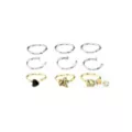 Multi-Pack CZ Heart Goldtone and Silvertone Hoop and Half Hoop Nose Rings 9 Pack - 18 Gauge at Spencer's