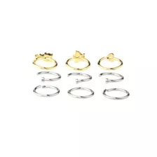 Multi-Pack CZ Heart Goldtone and Silvertone Hoop and Half Hoop Nose Rings 9 Pack - 18 Gauge at Spencer's