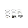 Multi-Pack CZ Star Black and Silvertone Hoop and Half Hoop Nose Rings 9 Pack - 20 Gauge at Spencer's