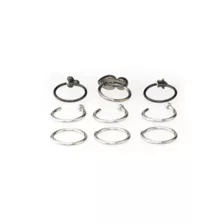 Multi-Pack CZ Star Black and Silvertone Hoop and Half Hoop Nose Rings 9 Pack - 20 Gauge at Spencer's