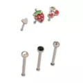Multi-Pack CZ Heart Strawberry Cherry Pin Nose Rings6 Pack - 20 Gauge at Spencer's