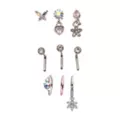 Multi-Pack CZ Butterfly Heart Star Pin L-Bend and Hoop Nose Rings 9 Pack - 20 Gauge at Spencer's