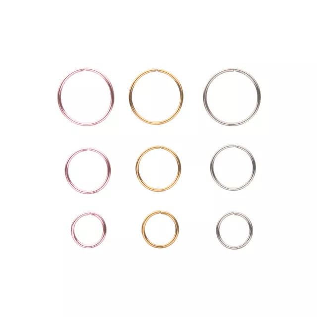 Multi-Pack Goldtone and Silvertone Hoop Nose Rings 9 Pack - 20 Gauge at Spencer's