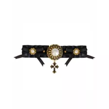 Pearl-Effect Cross Dangle Choker Necklace at Spencer's