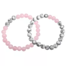 Pink and White Marble Long Distance Bracelets - 2 Pack at Spencer's