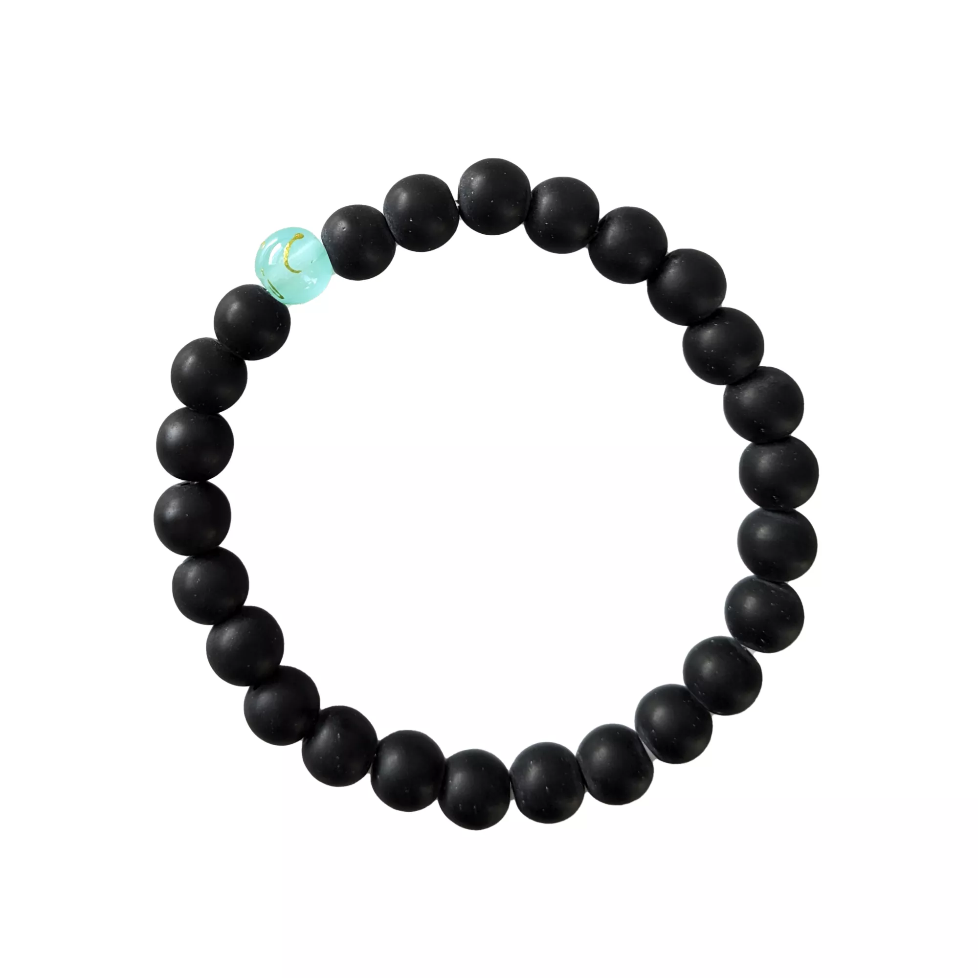 Mint and Black Long Distance Beaded Bracelets - 2 Pack