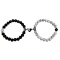 Black and White Marble Magnetic Long Distance Beaded Bracelets - 2 Pack at Spencer's