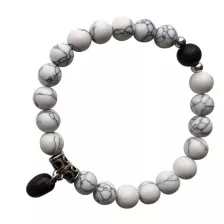 Black and White Marble Magnetic Long Distance Beaded Bracelets - 2 Pack at Spencer's
