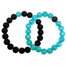 Teal and Black Long Distance Beaded Bracelets - 2 Pack at Spencer's