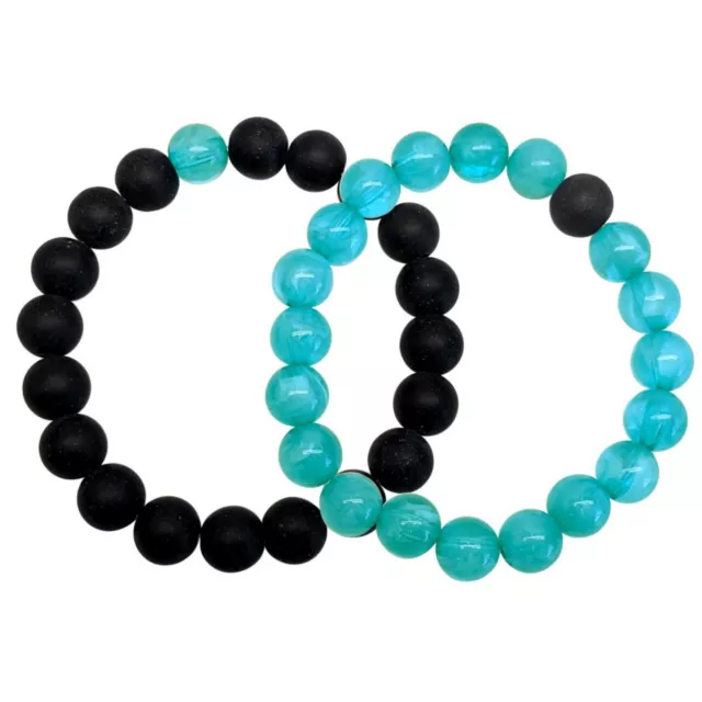 Teal and Black Long Distance Beaded Bracelets - 2 Pack at Spencer's