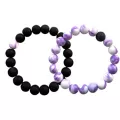 Black and Purple Swirl Long Distance Beaded Bracelets - 2 Pack at Spencer's