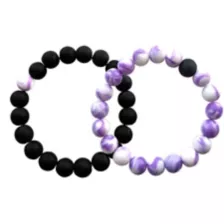 Black and Purple Swirl Long Distance Beaded Bracelets - 2 Pack at Spencer's