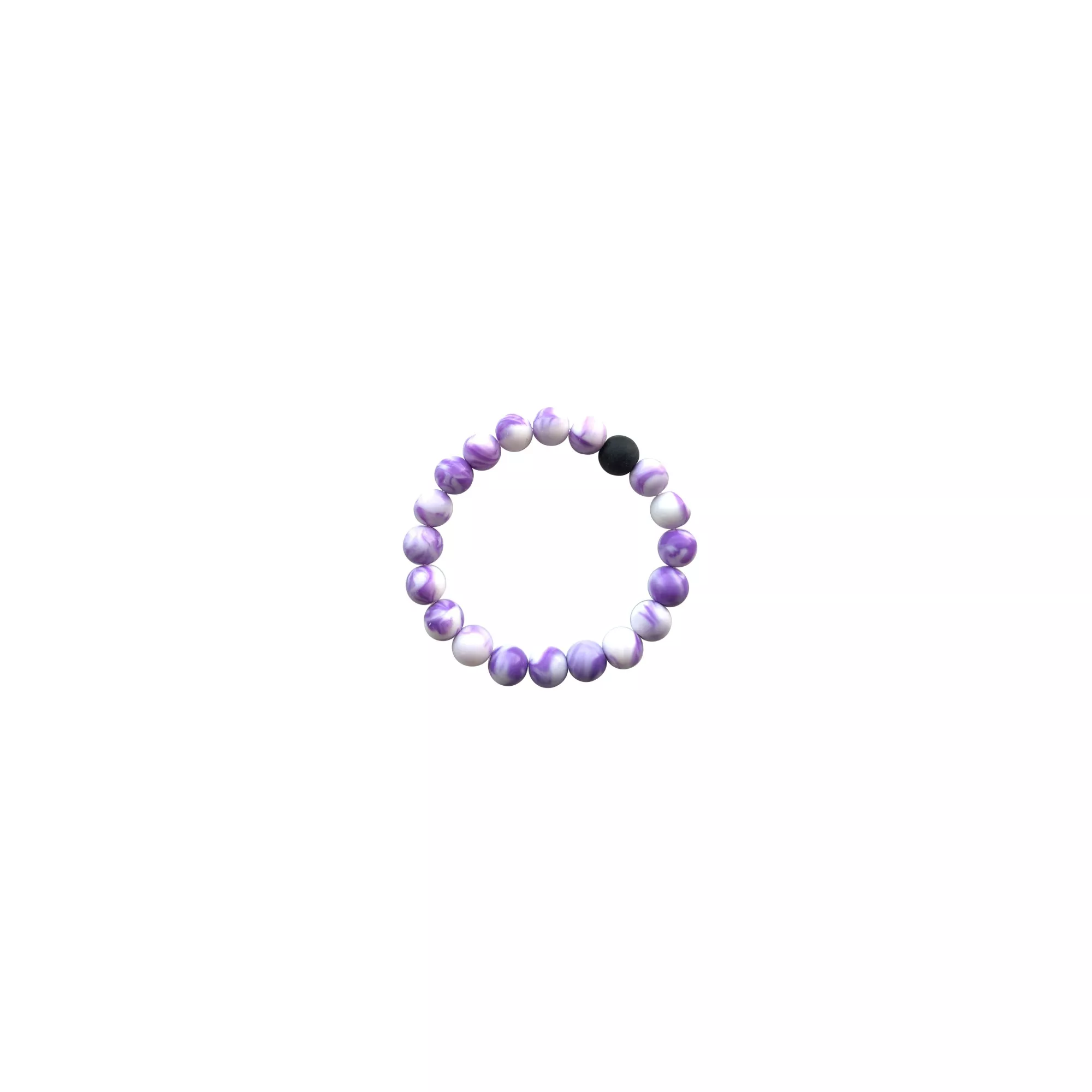 Black and Purple Swirl Long Distance Beaded Bracelets - 2 Pack