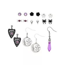 Multi-Pack Pentagram Spider Moon Earrings - 9 Pair at Spencer's
