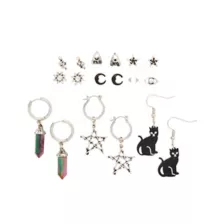 Multi-Pack Snake Black Cat Sun Moon Earrings - 9 Pair at Spencer's