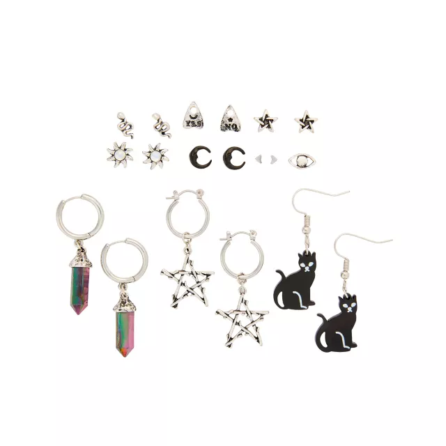 Multi-Pack Snake Black Cat Sun Moon Earrings - 9 Pair at Spencer's